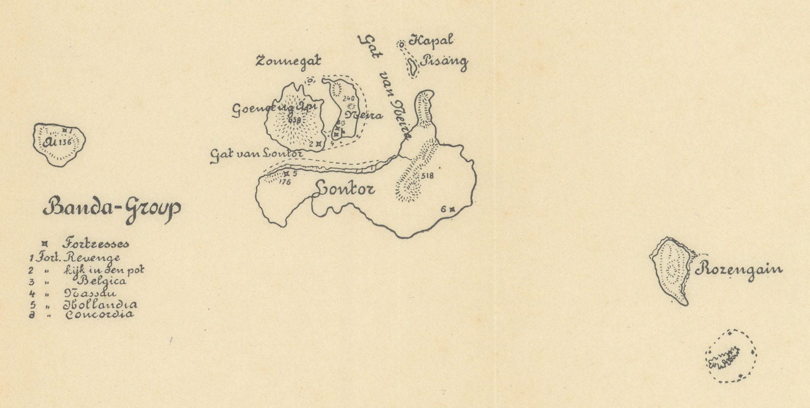 Banda Islands. Dutch East Indies. Maluku, Indonesia. SMALL! VAN STOCKUM 1930 map